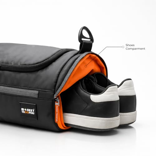 MONKEY TROOPERS Pumppack Gym Duffle - Water-Resistant, Travel/Gym, Quick Access & Zippered Pockets, 30L Capacity (Black) - Image 4