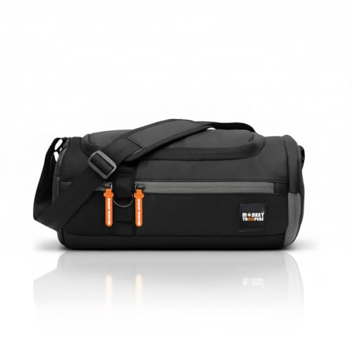 MONKEY TROOPERS Pumppack Gym Duffle - Water-Resistant, Travel/Gym, Quick Access & Zippered Pockets, 30L Capacity (Black) - Image 5