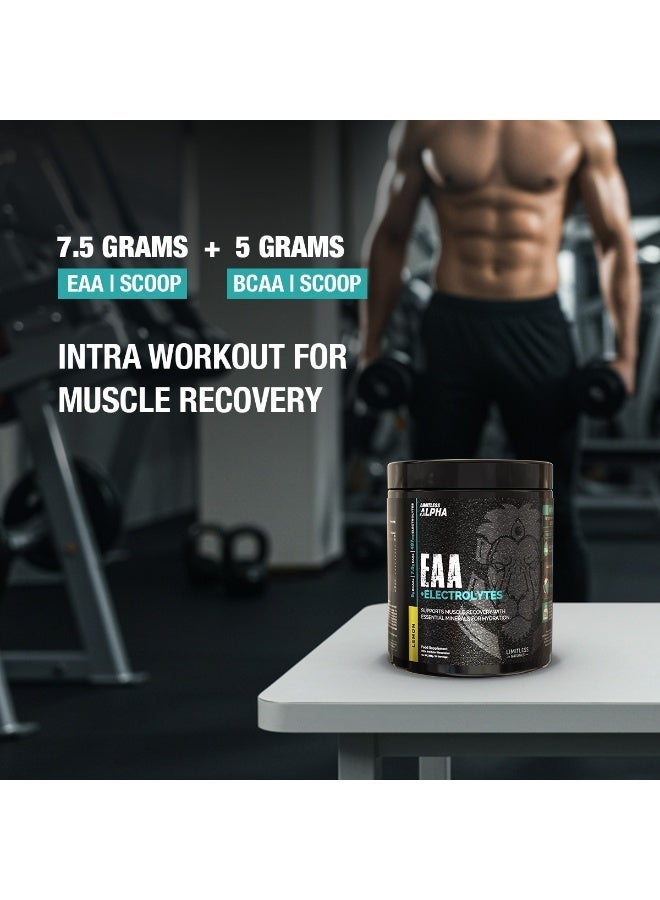 EVA PHARMA Limitless Alpha EAA + Electrolytes – 296g – 7.5g EAAs & 497mg Electrolytes Per Scoop – 30 Servings – Lemon Flavor. - Image 4