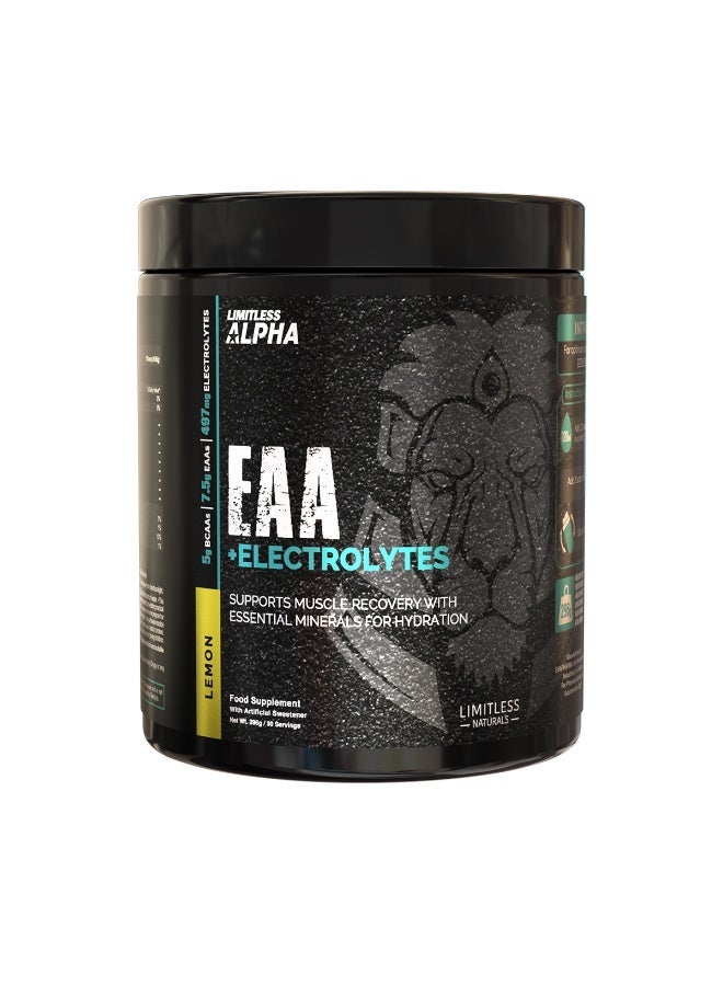 EVA PHARMA Limitless Alpha EAA + Electrolytes – 296g – 7.5g EAAs & 497mg Electrolytes Per Scoop – 30 Servings – Lemon Flavor. - Image 2