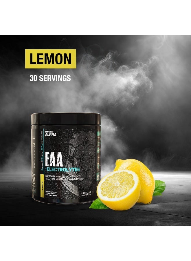 EVA PHARMA Limitless Alpha EAA + Electrolytes – 296g – 7.5g EAAs & 497mg Electrolytes Per Scoop – 30 Servings – Lemon Flavor. - Image 1