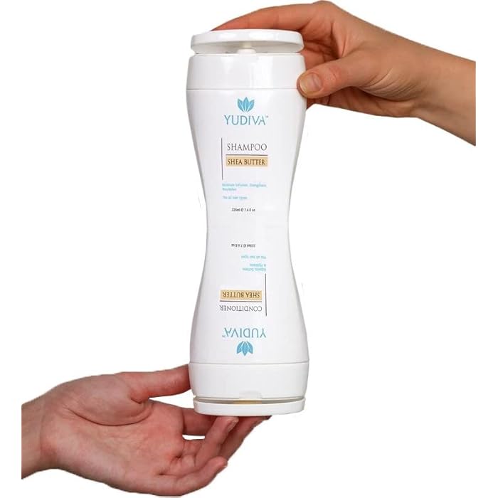 YUDIVA 2 Products in 1 Bottle, Shea Butter Shampoo & Conditioner Set, with travel bag, fits all hair types, 15.2 Fl oz - Image 2