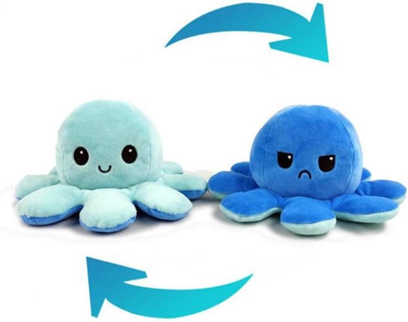 Playmate Double-Sided Flip Octopus Doll Soft Reversible Stuffed Animal Plush Toys (Dark Blue-Light Blue) - Image 2