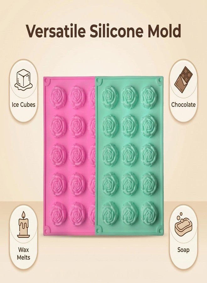 Apiocmy 2 Pcs Rose Silicone Mold - 30 Cavity Rose Chocolate Mold, Silicone Roses Molds for Chocolate, Candy, Ice Cube, Jello, Jelly, Candles, Soaps, Cupcake Decorations - Image 3
