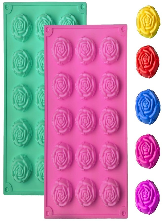 Apiocmy 2 Pcs Rose Silicone Mold - 30 Cavity Rose Chocolate Mold, Silicone Roses Molds for Chocolate, Candy, Ice Cube, Jello, Jelly, Candles, Soaps, Cupcake Decorations - Image 1