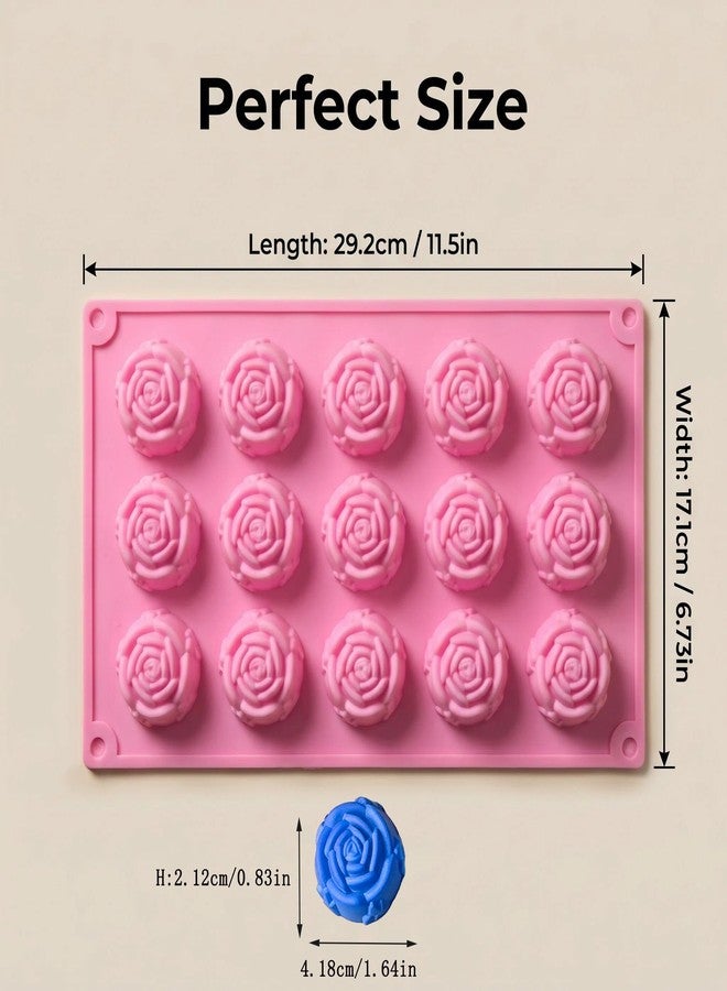 Apiocmy 2 Pcs Rose Silicone Mold - 30 Cavity Rose Chocolate Mold, Silicone Roses Molds for Chocolate, Candy, Ice Cube, Jello, Jelly, Candles, Soaps, Cupcake Decorations - Image 2