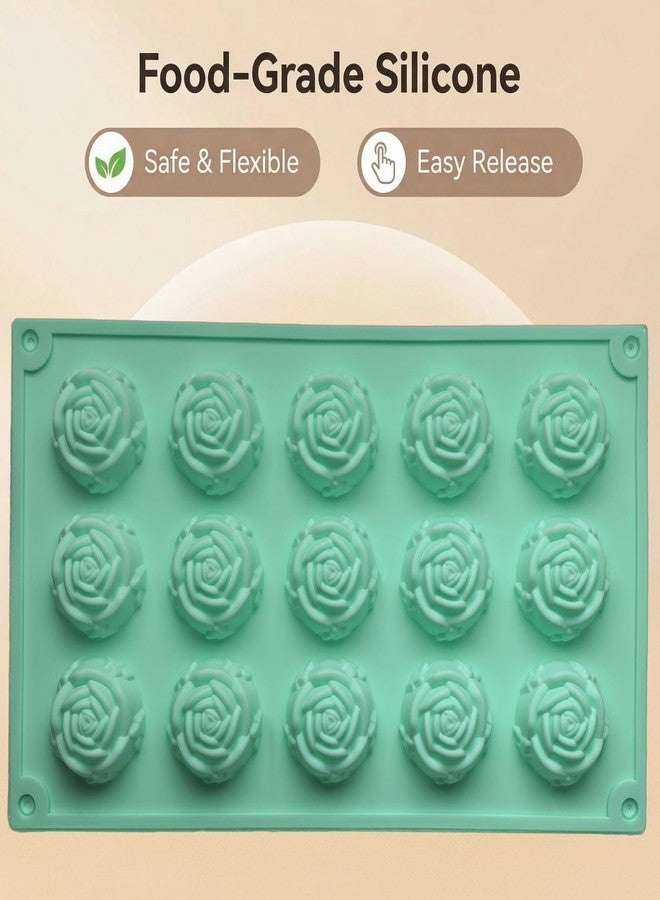 Apiocmy 2 Pcs Rose Silicone Mold - 30 Cavity Rose Chocolate Mold, Silicone Roses Molds for Chocolate, Candy, Ice Cube, Jello, Jelly, Candles, Soaps, Cupcake Decorations - Image 4