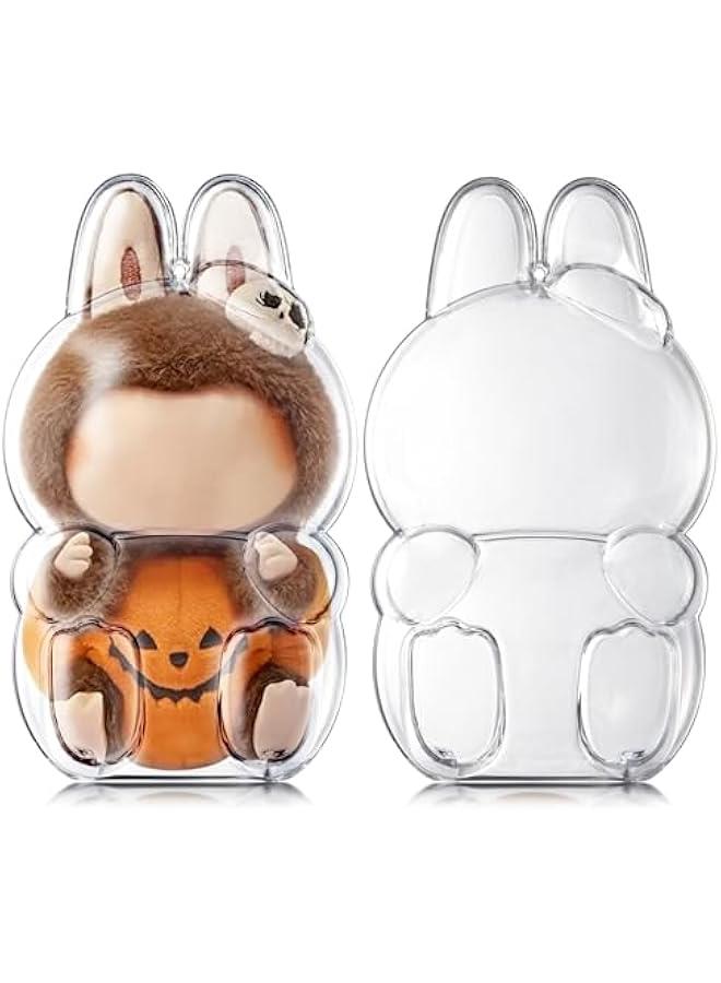 Clear Bag Keychain for LABUBU Plush Doll, Clear Doll Display Protective Cover, Hanging Figure Transparent Acrylic Case Storage Box for Fans Collector (Pumpkin)  - Image 1