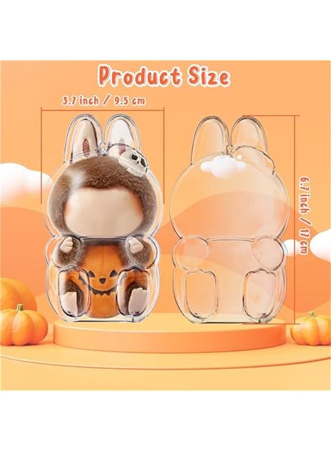 Clear Bag Keychain for LABUBU Plush Doll, Clear Doll Display Protective Cover, Hanging Figure Transparent Acrylic Case Storage Box for Fans Collector (Pumpkin)  - Image 2