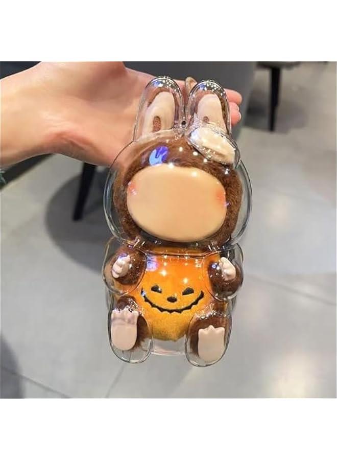 Clear Bag Keychain for LABUBU Plush Doll, Clear Doll Display Protective Cover, Hanging Figure Transparent Acrylic Case Storage Box for Fans Collector (Pumpkin)  - Image 5