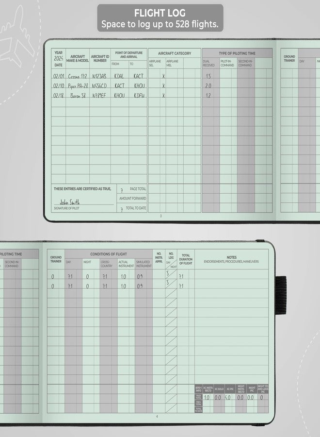 Clever Fox Pilot Logbook - Hardcover Flight Log Journal for Professional & Student Pilots - Aircraft Record Book, Aviation Gifts & Gear (Runway Black) - Image 4