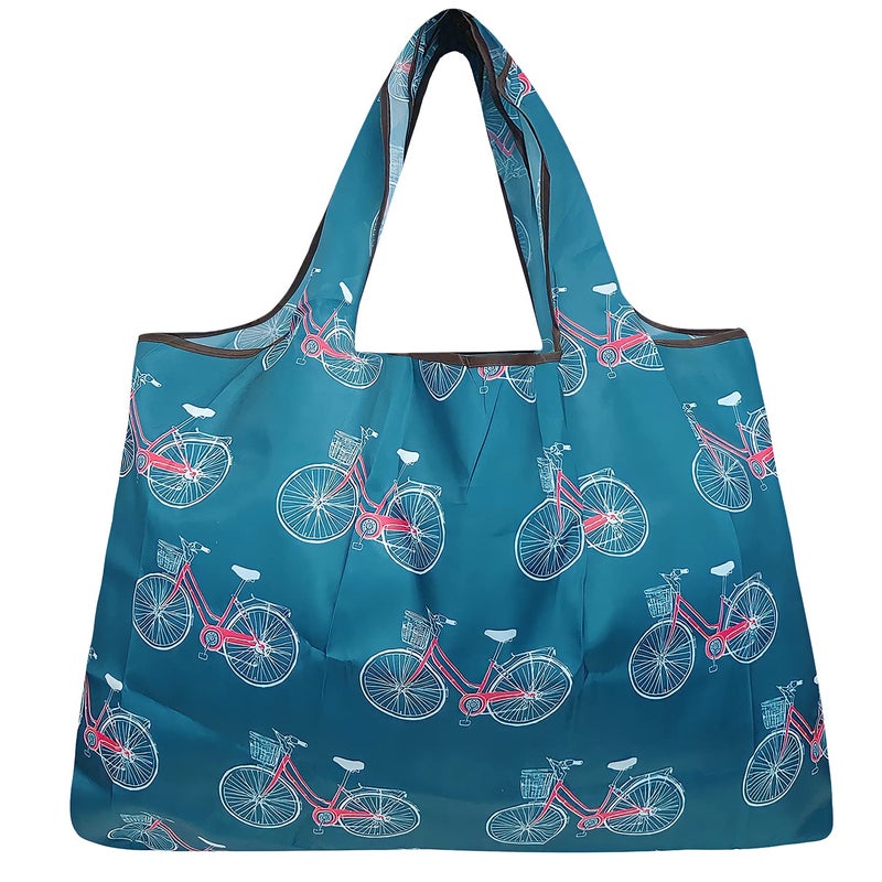 allydrew allydrew Large Foldable Tote Nylon Reusable Grocery Bag, Bicycles  - Image 2