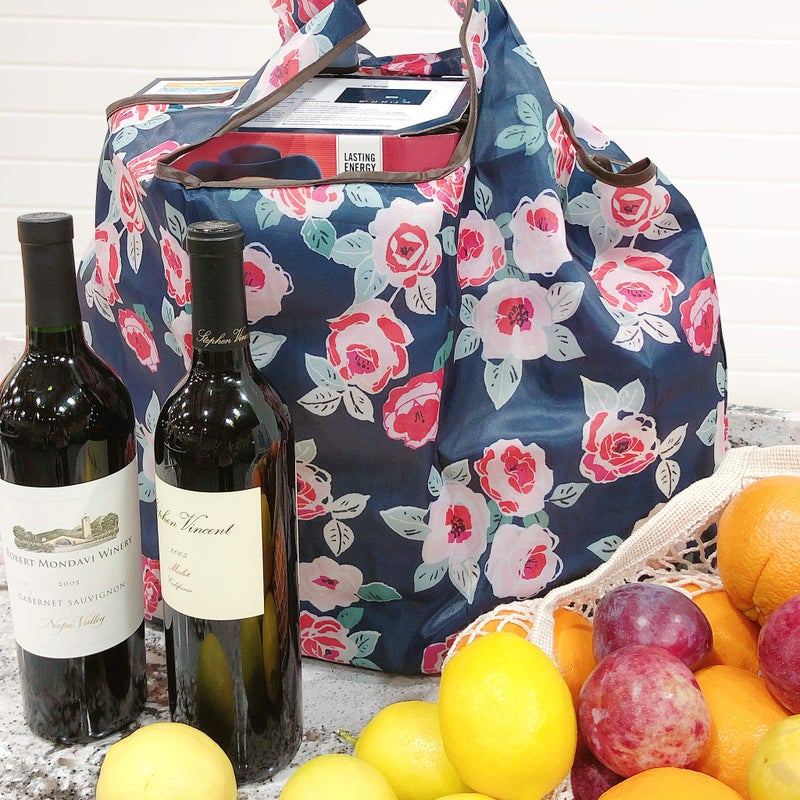 allydrew Large Foldable Tote Nylon Reusable Grocery Bag, Bicycles