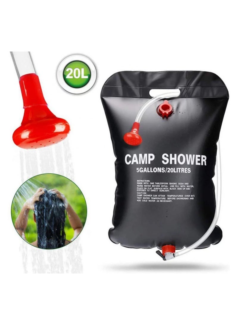 Rubik Solar Shower Bag 5 Gallons/20L Portable Camping Shower Bag for Outdoor Camping Traveling Hiking Beach Swimming  - Image 1