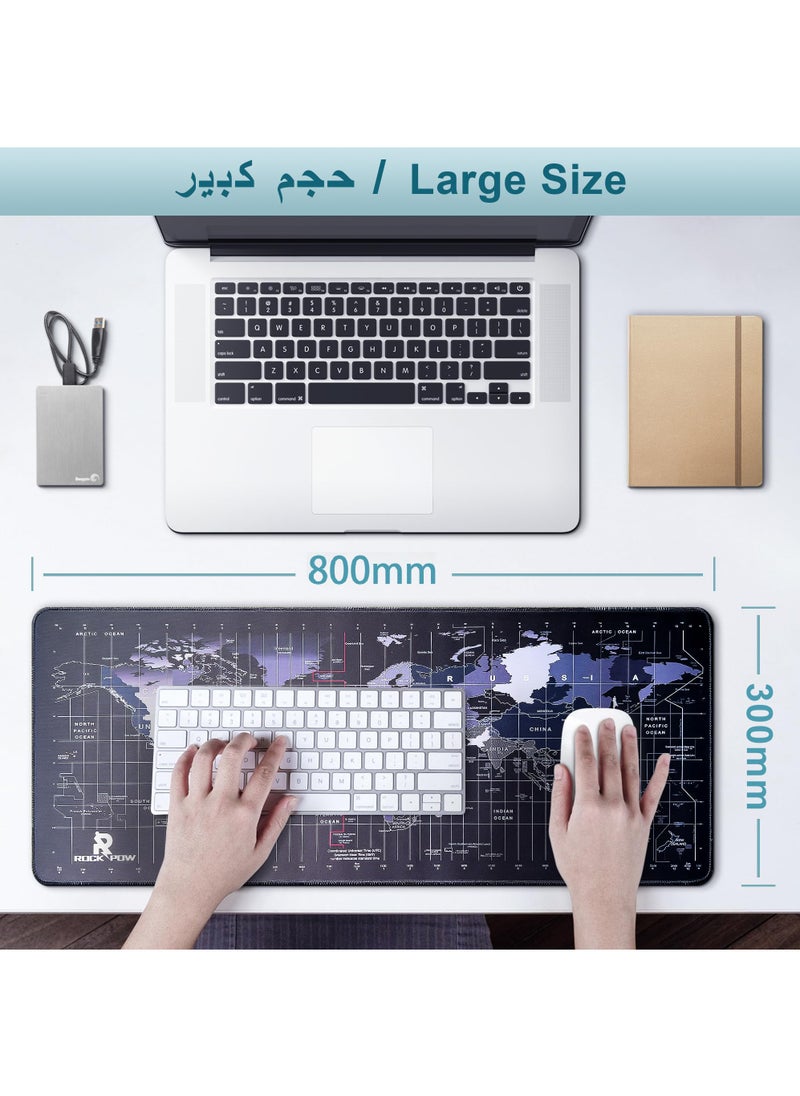 روك بو لوحة ماوس للألعاب مضادة للانزلاق 800 × 300 × 3 مم لوحة ماوس ممتدة كبيرة لوحة مكتب خريطة العالم لوحة ماوس لوحة مفاتيح  - Image 3