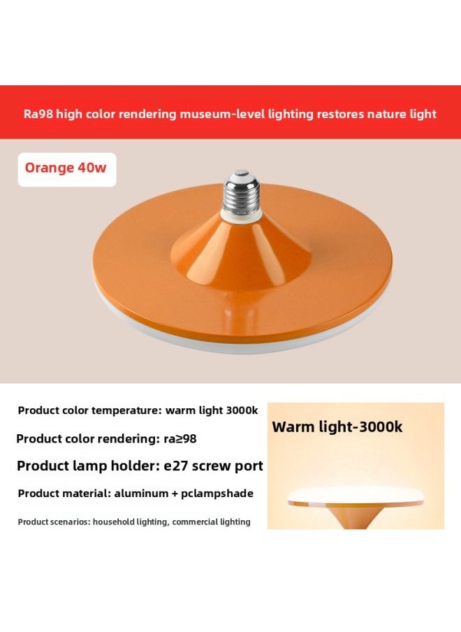 Generic - Full Spectrum Flying Saucer Lamp Home E27 Screw Led Super Bright Energy-saving Lamp Three-color Variable Light Eye Protection Bulb Warm Light Indoor-Specifications:Full Spectrum [eye Protection Ra98] Orange Model—40w—warm Light - Image 1