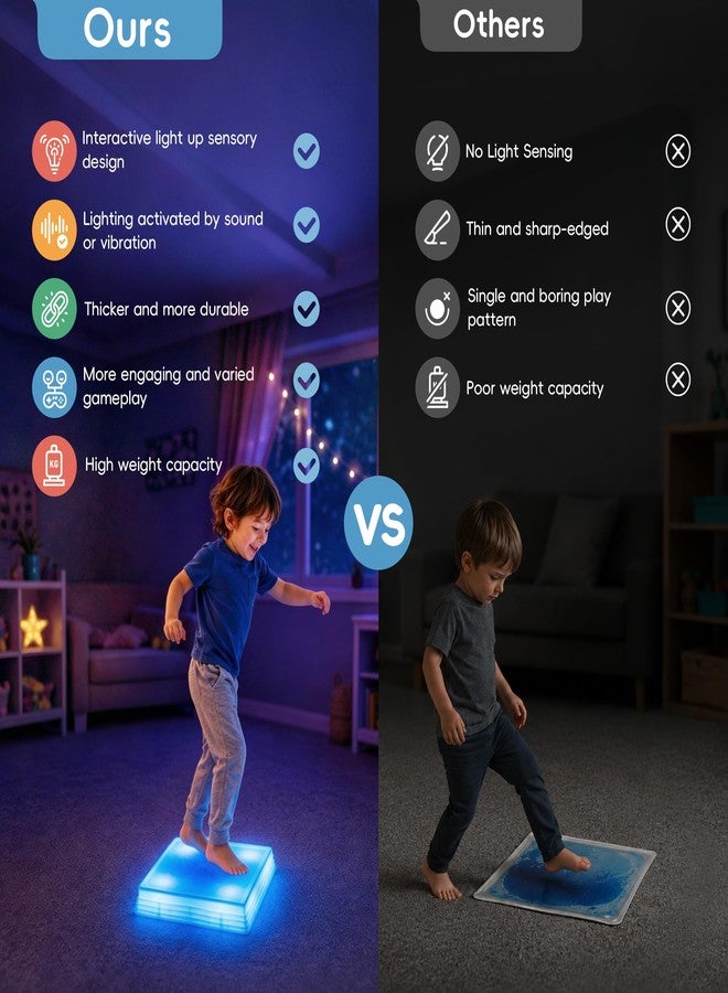 OUTREE Sensory Floor Tiles for Kids, 12" Sensory Mats with Sound & Touch-Activated 7-Color Changing LEDs, Interactive Liquid Floor Tiles for Home and Classroom, Sensory Room Must Haves (Pack of 1) - Image 3