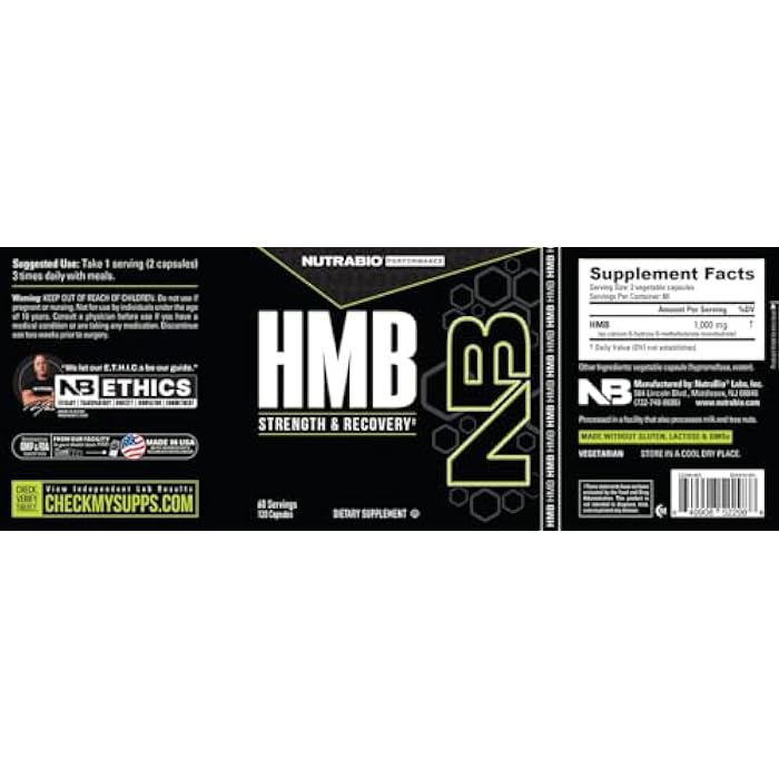 NutraBio HMB Supplement, Amino Acid, 1000mg, 120 Capsules - Image 5