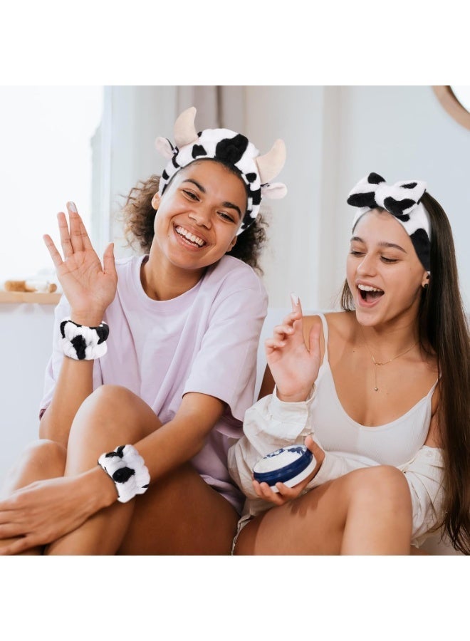 سبا ماكياج الرأس لغسيل الوجه أو الوجه، 6 حزمة البقر طباعة الرأس العناية بالبشرة والأسوار مجموعة، سبا غسيل الرأس الرأس للنساء والبنات، هدية عيد ميلاد - Image 5