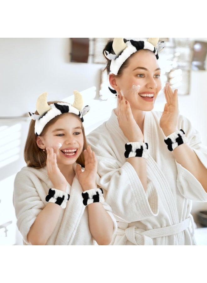 سبا ماكياج الرأس لغسيل الوجه أو الوجه، 6 حزمة البقر طباعة الرأس العناية بالبشرة والأسوار مجموعة، سبا غسيل الرأس الرأس للنساء والبنات، هدية عيد ميلاد - Image 4