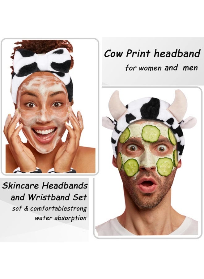 سبا ماكياج الرأس لغسيل الوجه أو الوجه، 6 حزمة البقر طباعة الرأس العناية بالبشرة والأسوار مجموعة، سبا غسيل الرأس الرأس للنساء والبنات، هدية عيد ميلاد - Image 2