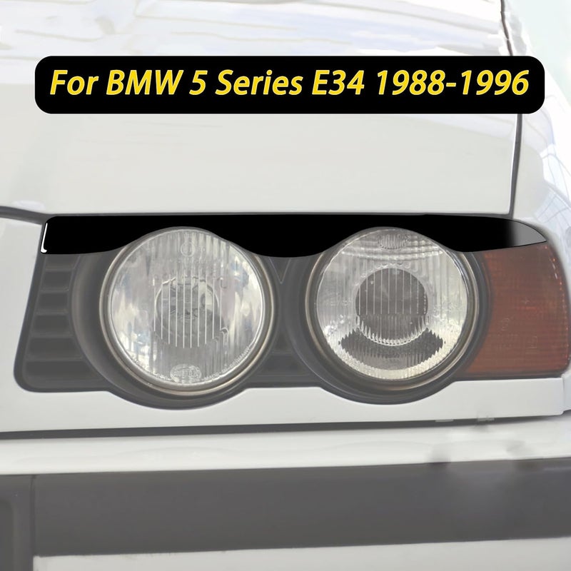 QASULER Gloss Black Headlight Eyebrow Trim for BMW E34 - Image 3