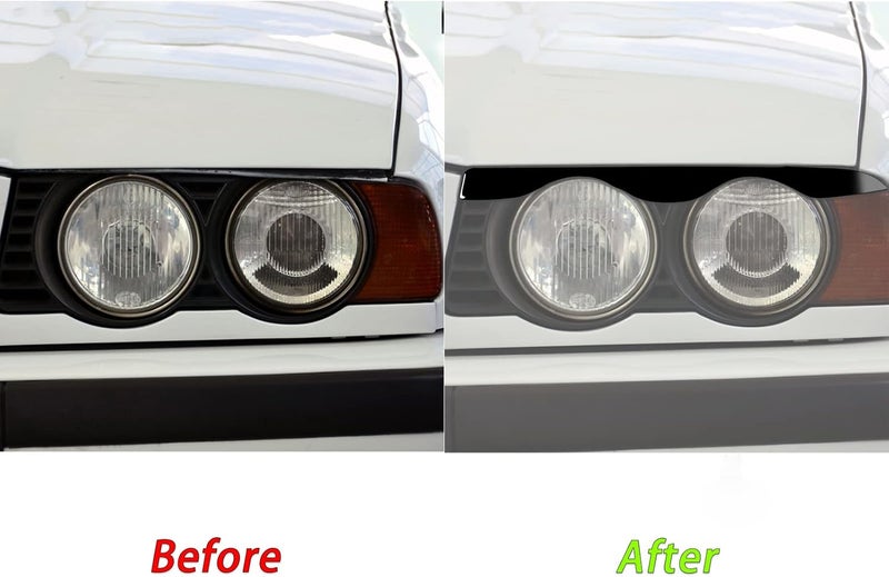 QASULER Gloss Black Headlight Eyebrow Trim for BMW E34 - Image 4