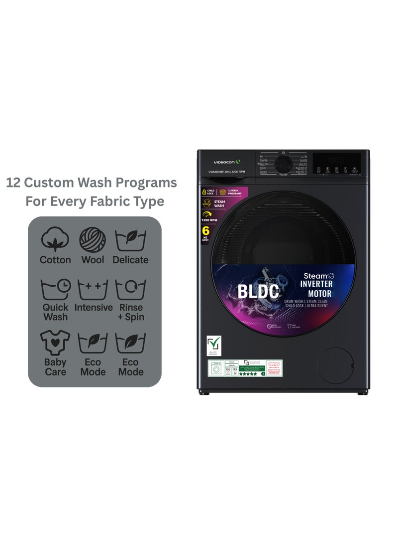 Videocon 10Kg Front Load Washing Machine, BLDC Inverter Motor, 1400 RPM, 12 Wash Programs, Steam & Express Wash, Delay Timer, Child Lock, Energy Efficient & Ultra Quiet- VWM101BF - Image 4