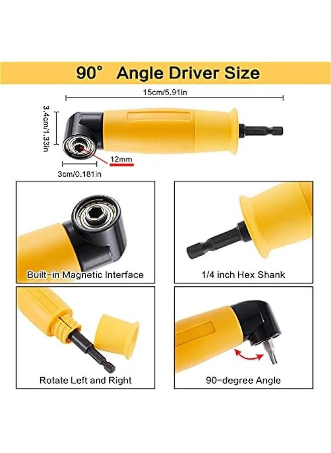 Generic 90/105 Degree Right Angle Drill, 3 PCS Angle Extension Power Drill Attachment with 1/4'' Hex Impact Shank, Flexible Shaft Adapter, Magnetic Socket Angled Drill Bit Holder for Screwdrivers, Drill  - Image 3