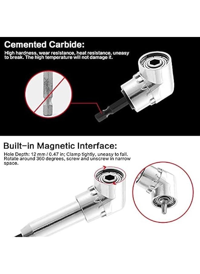 Generic 90/105 Degree Right Angle Drill, 3 PCS Angle Extension Power Drill Attachment with 1/4'' Hex Impact Shank, Flexible Shaft Adapter, Magnetic Socket Angled Drill Bit Holder for Screwdrivers, Drill  - Image 4