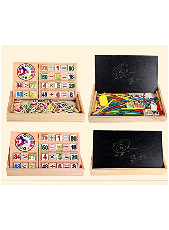 صندوق ألعاب تعلم الرياضيات مكون من 70 قطعة، لوح مزدوج الجوانب مع 3 طباشير ملونة ومنفضة غبار - Image 5