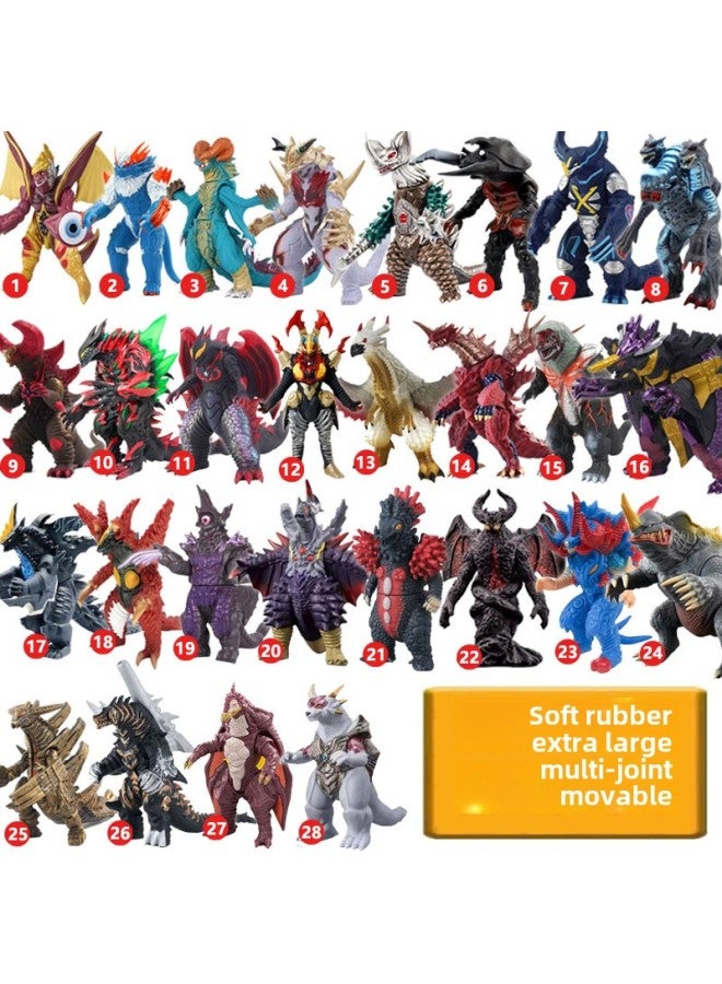 Children's Soft Rubber Monster Ultraman Toy Joint Movable Fall-resistant Interactive Hand-held Model Stall Wholesale-Color:105.sino Grids - Image 2