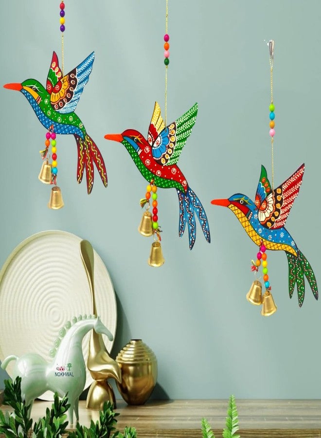 NOKHWAL Hanging Birds Handmade Hand Painted Main Door Garden Balcony Decorative Wall Hanging Birds for Decoration Hanging Decorative Items for Holl Room Wall Décor Decorative for Home - Image 1