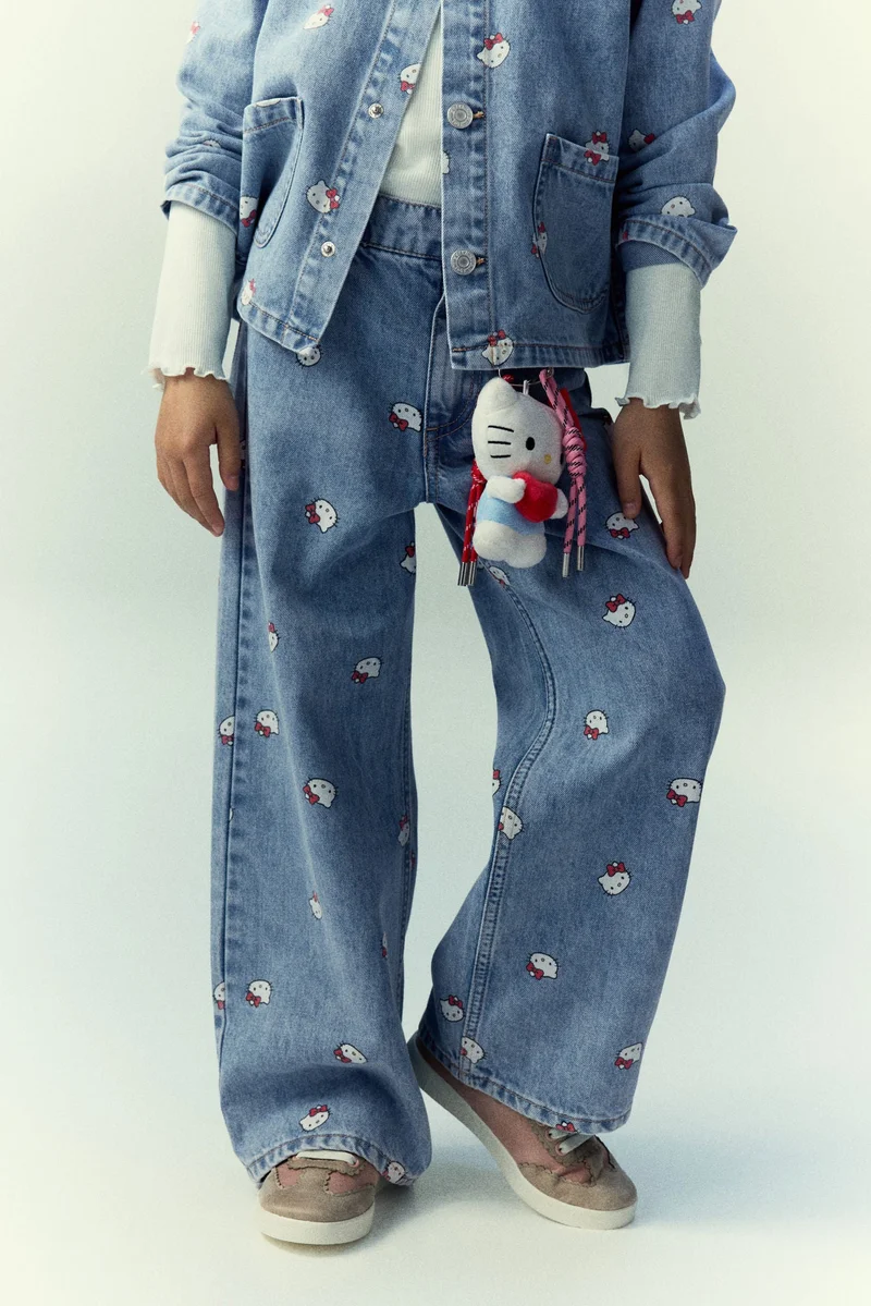 H&M Printed Wide Leg Jeans