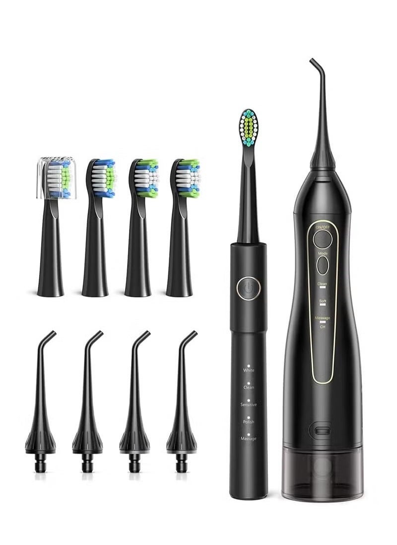 Fairywill Intelligent Ultrasonic Toothbrush and Oral Irrigator Water Flosser Combo Pack – USB Rechargeable, 3 Cleaning Modes, 300ML Water Tank, 10-Piece Oral Care Set for Deep Cleaning, Gum Health, Plaque Removal, Perfect for Home Dental Hygiene  - Image 2