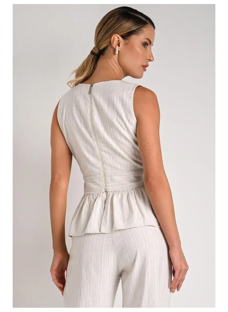 Carmen Steffens  Peplum Blouse with Crossover Neckline for Women | Best Price UAE