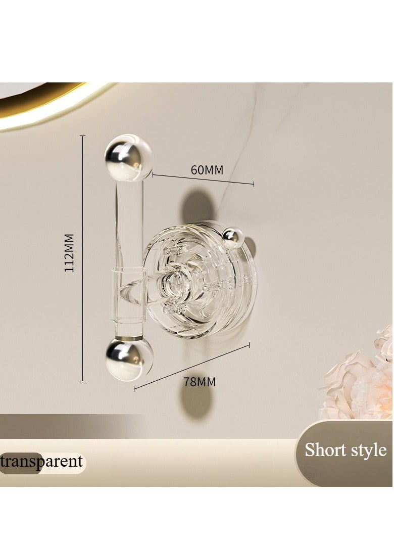 Suction Cup Hair Accessories Hook Short Transparent Wall Mounted Organizer No-Drill Bathroom Towel Rack - Image 1