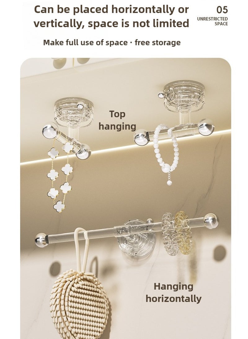 Suction Cup Hair Accessories Hook Short Transparent Wall Mounted Organizer No-Drill Bathroom Towel Rack - Image 2