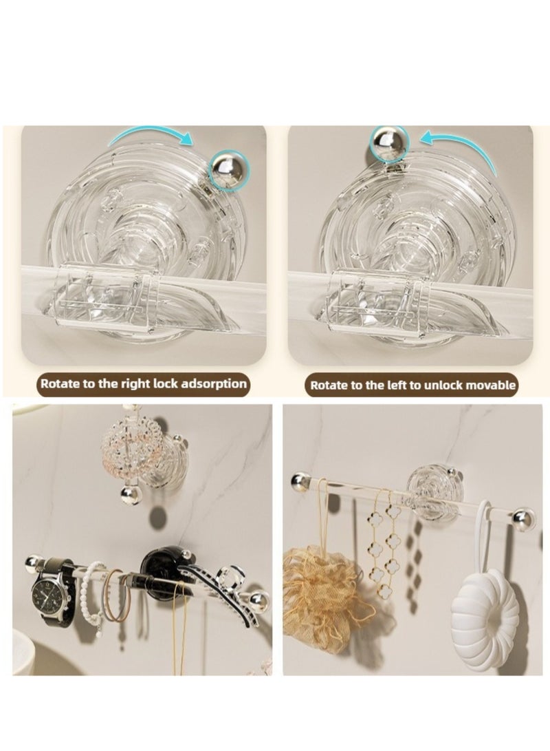 Suction Cup Hair Accessories Hook Short Transparent Wall Mounted Organizer No-Drill Bathroom Towel Rack - Image 4