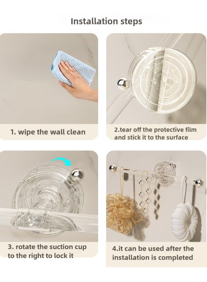 Suction Cup Hair Accessories Hook Short Transparent Wall Mounted Organizer No-Drill Bathroom Towel Rack - Image 5