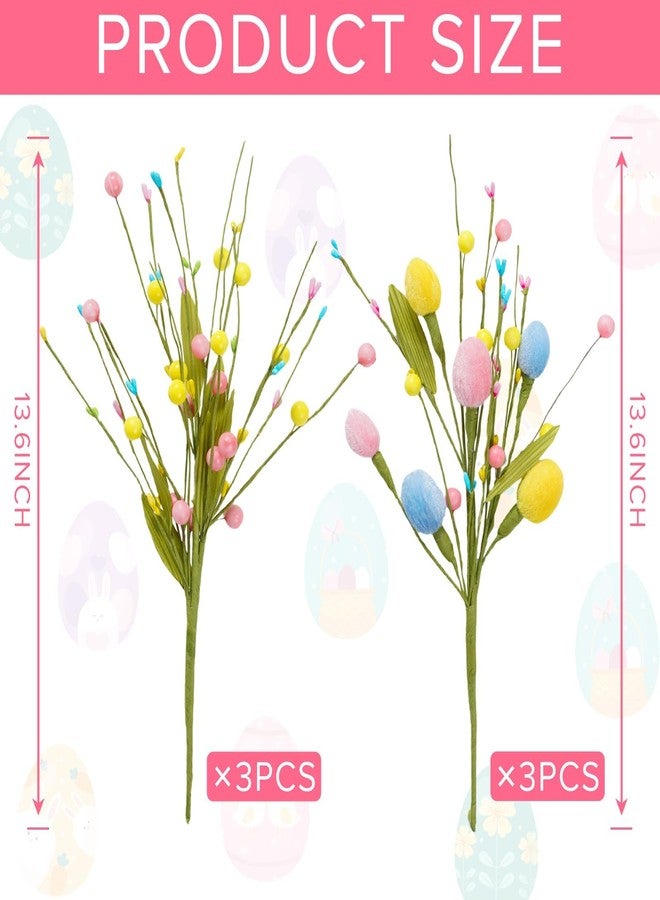XmasExp 6pcs Easter Decorations for Home with Eggs - Artificial Flowers for Spring Indoor & Outdoor Decor, Easter Table Decor & Tree Decorations for Festive Celebrations(Pink Yellow) - Image 2