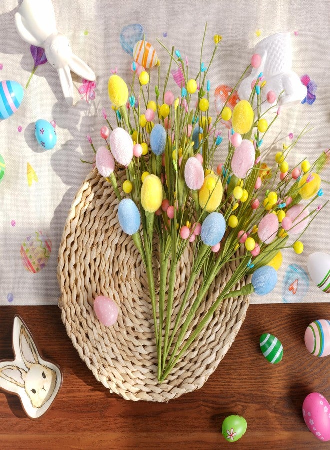 XmasExp 6pcs Easter Decorations for Home with Eggs - Artificial Flowers for Spring Indoor & Outdoor Decor, Easter Table Decor & Tree Decorations for Festive Celebrations(Pink Yellow) - Image 3