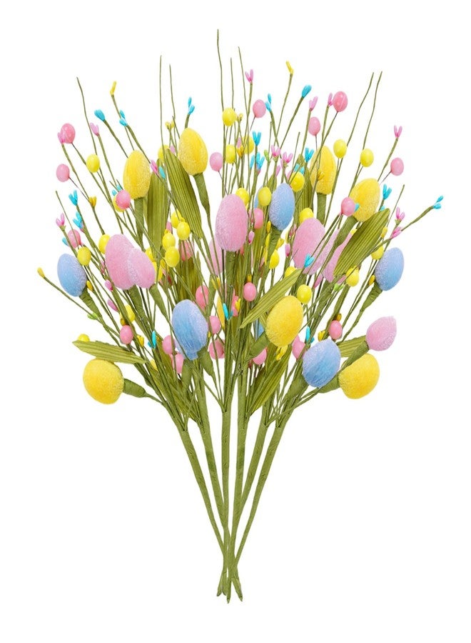 XmasExp 6pcs Easter Decorations for Home with Eggs - Artificial Flowers for Spring Indoor & Outdoor Decor, Easter Table Decor & Tree Decorations for Festive Celebrations(Pink Yellow) - Image 1