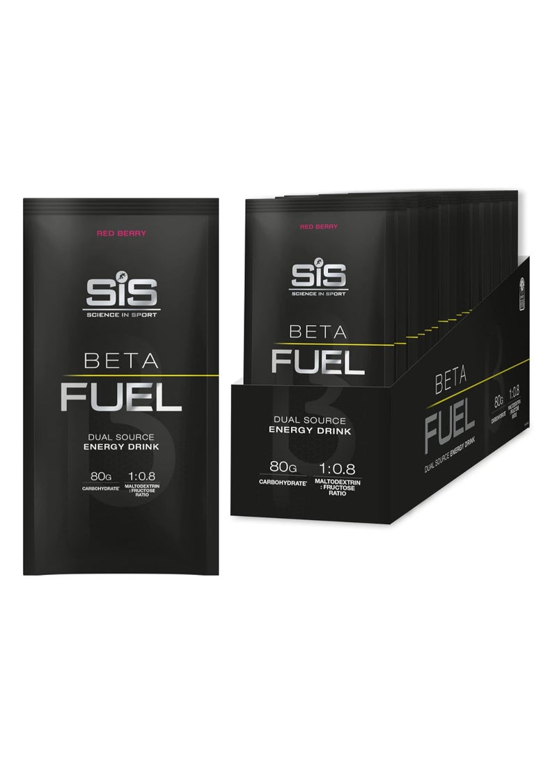SIS Beta Fuel Dual Source Energy Drink, Red Berry, 80g Carbohydrate 1:0.8 Maltodextrin: Fructose ratio (15 Pack)  - Image 1