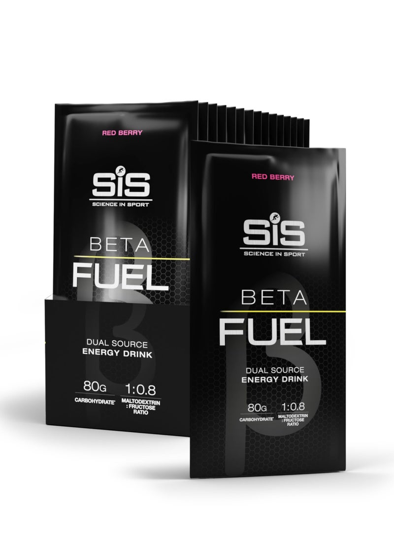 SIS Beta Fuel 80 | 80g Carbohydrates | 1:0.8 Maltodextrin:Fructose Ratio | Dual Source Energy Drink | Easily Digestible | Red Berry Flavour | 15 Pack - Image 1