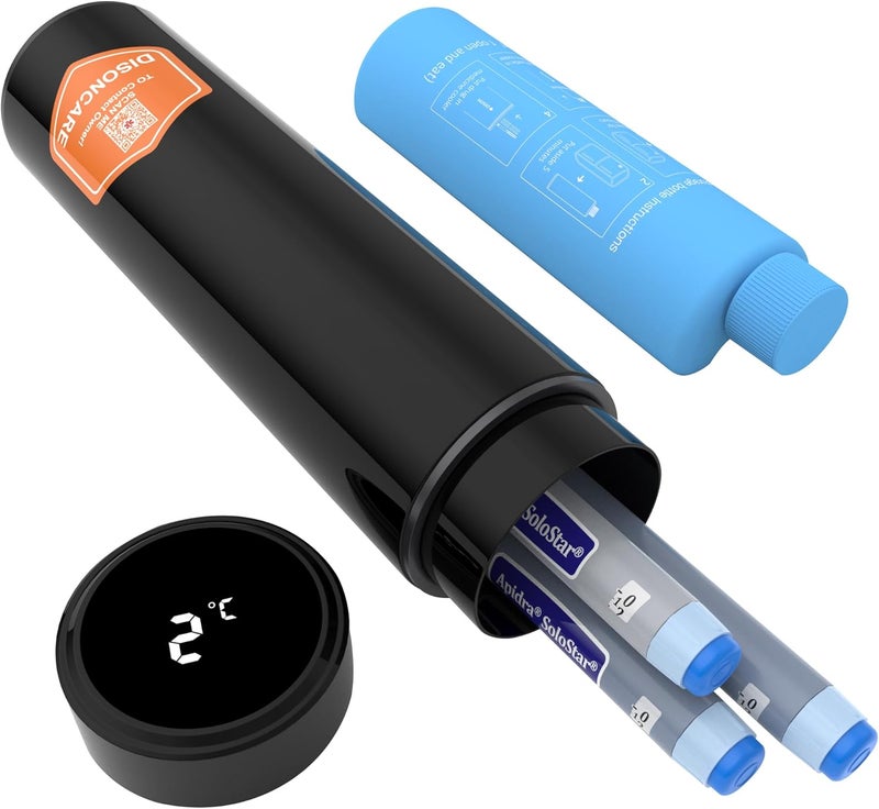 DISONCARE 60H Insulin Cooler Travel Case 28 Degrees Biogel Insulated Medicine Cooler Bag with Touch Temperature Display Epipen Case for Diabetic Travel TSA Approved with 2 Ice Pack - Image 1