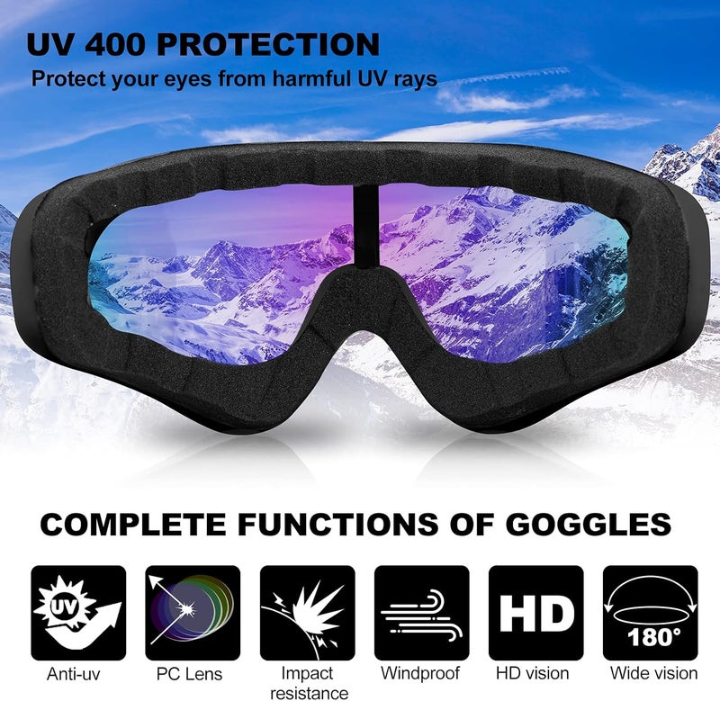 SixYard Ski Goggles, Motorcycle Goggles, 3 Pack Snowboard Snow Goggles for Men Women Adult Youth - Image 5