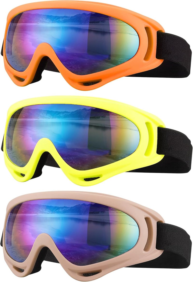 SixYard Ski Goggles, Motorcycle Goggles, 3 Pack Snowboard Snow Goggles for Men Women Adult Youth - Image 1