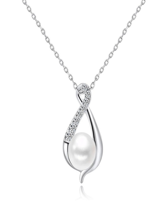 ايه إي لايف قلادة لؤلؤ من AiliFe للنساء، قلادة سلسلة من اللؤلؤ المختار بعناية من فئة AAA+ مع زركونيا مكعبة - Image 1