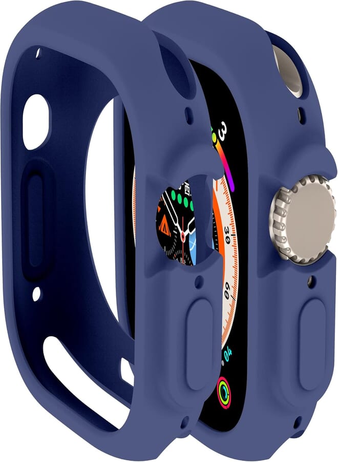 Yrzper Compatible with Apple Watch Ultra 49 mm case All-Round Shockproof TPU Silicone Protective Cover Bumper Shock-Absorbing Scratch-Resistant Protective case for Apple Watch Ultra 49 mm (Blue)